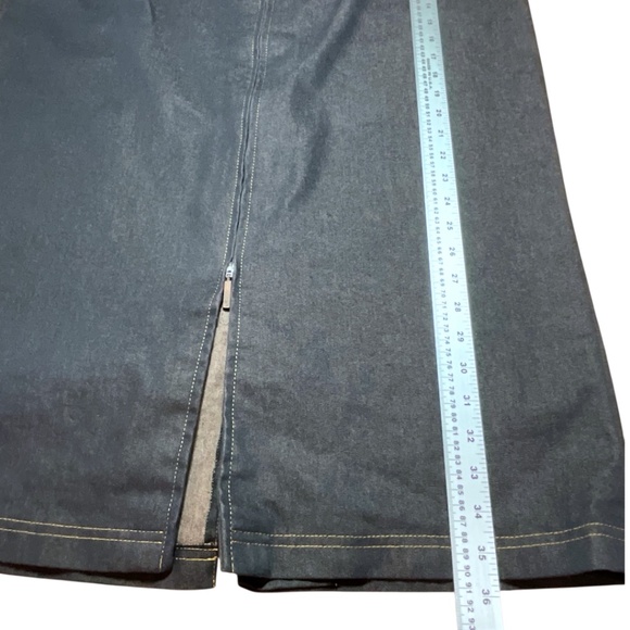 MARCONA Cotton Blend Chambray Maxi Pencil Skirt Front Reversable Zipper Sz 16 - Picture 7 of 10